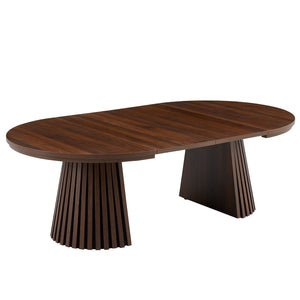 English Elm Wooden Extendable Oval Coffee Table Walnut Mdf Top Slatted Legs Modern Living Room W3590P491826
