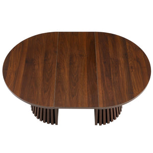 English Elm Wooden Extendable Oval Coffee Table Walnut Mdf Top Slatted Legs Modern Living Room W3590P491826