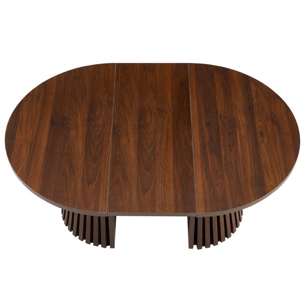 English Elm Wooden Extendable Oval Coffee Table Walnut Mdf Top Slatted Legs Modern Living Room W3590P491826