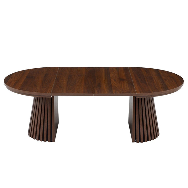 English Elm Wooden Extendable Oval Coffee Table Walnut Mdf Top Slatted Legs Modern Living Room W3590P491826