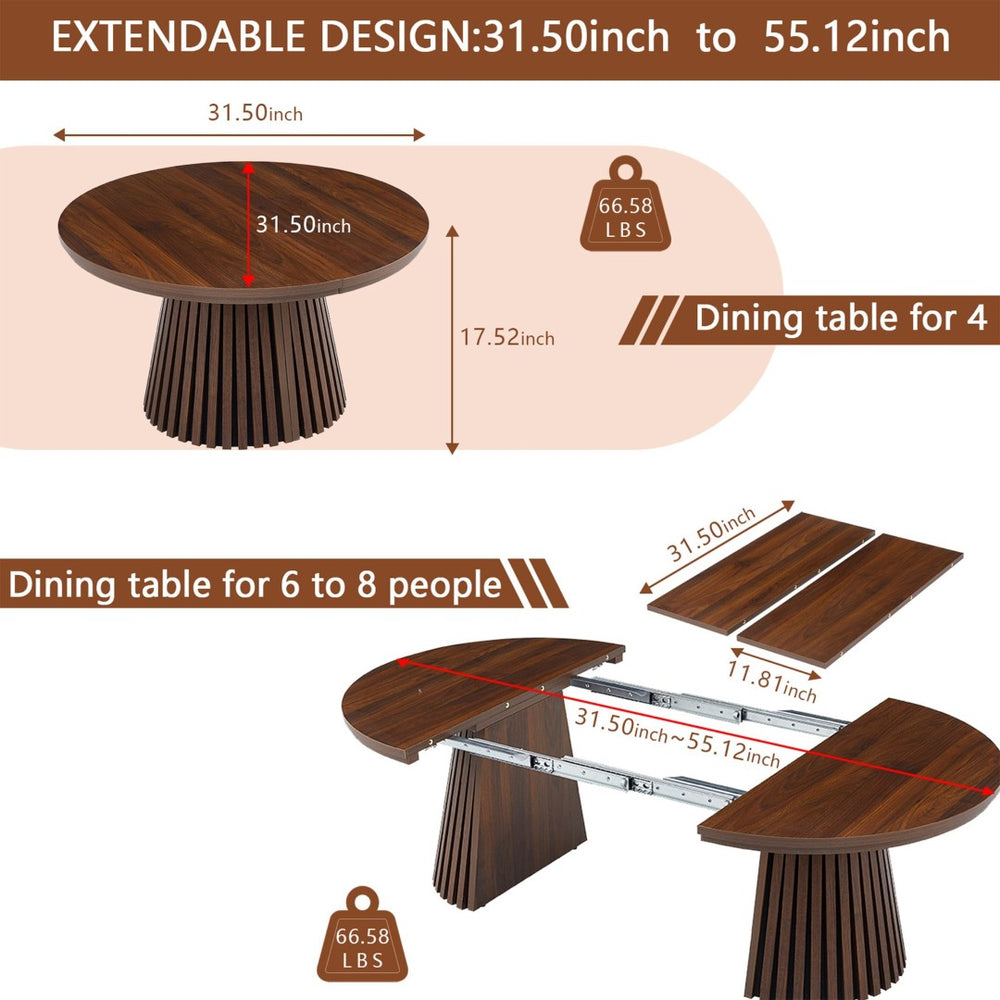 English Elm Wooden Extendable Oval Coffee Table Walnut Mdf Top Slatted Legs Modern Living Room W3590P491826