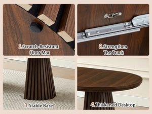 English Elm Wooden Extendable Oval Coffee Table Walnut Mdf Top Slatted Legs Modern Living Room W3590P491826