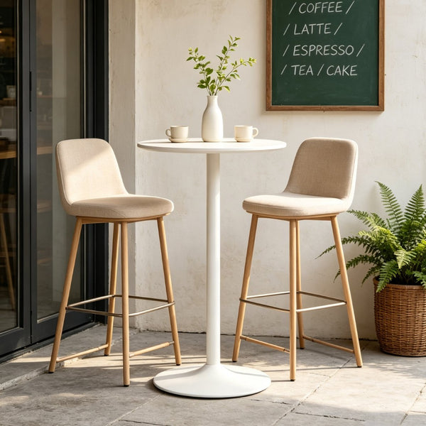 English Elm White Round Bar Table Matte Mdf Top Iron Pedestal Base Modern Minimalist Kitchen W3590P506686