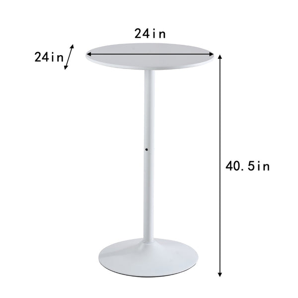 English Elm White Round Bar Table Matte Mdf Top Iron Pedestal Base Modern Minimalist Kitchen W3590P506686