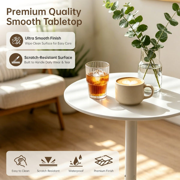 English Elm White Round Bar Table Matte Mdf Top Iron Pedestal Base Modern Minimalist Kitchen W3590P506686