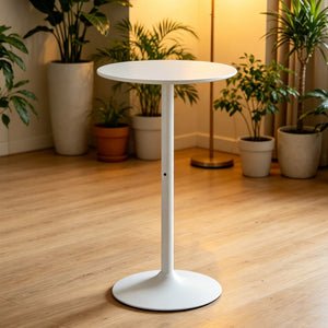 English Elm White Round Bar Table Matte Mdf Top Iron Pedestal Base Modern Minimalist Kitchen W3590P506686