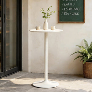 English Elm White Round Bar Table Matte Mdf Top Iron Pedestal Base Modern Minimalist Kitchen W3590P506686