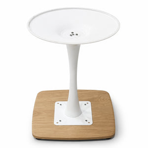 English Elm Square Tulip Pedestal Dining Table Faux Oak MDF Top Mid-Century Bistro for Small Spaces W3590P507315