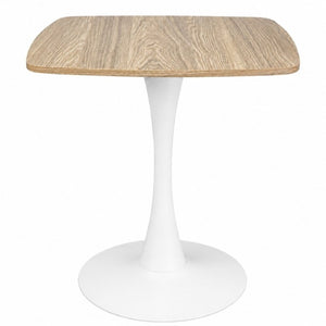English Elm Square Tulip Pedestal Dining Table Faux Oak MDF Top Mid-Century Bistro for Small Spaces W3590P507315