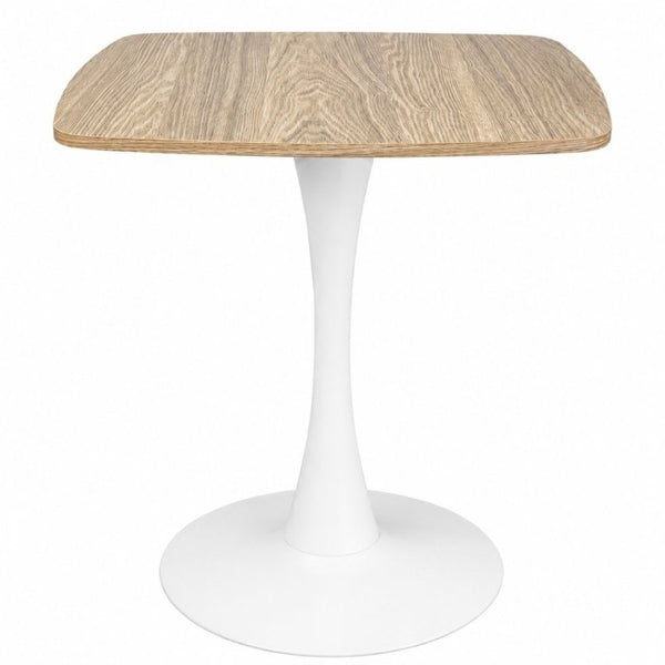 English Elm Square Tulip Pedestal Dining Table Faux Oak MDF Top Mid-Century Bistro for Small Spaces W3590P507315