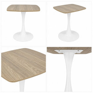 English Elm Square Tulip Pedestal Dining Table Faux Oak MDF Top Mid-Century Bistro for Small Spaces W3590P507315