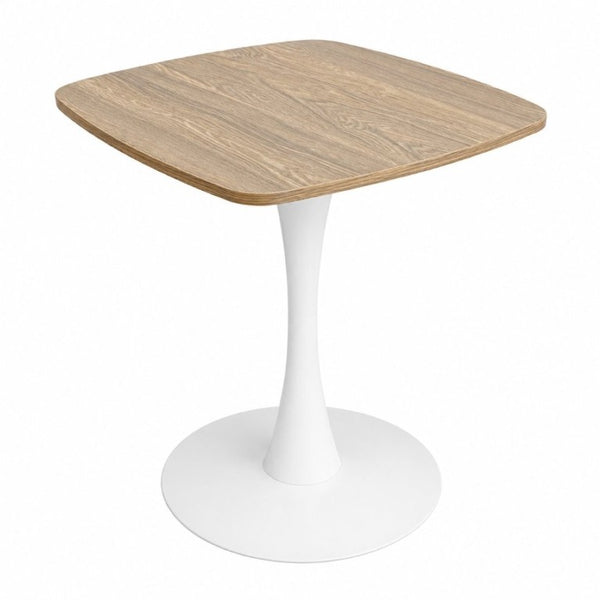 English Elm Square Tulip Pedestal Dining Table Faux Oak MDF Top Mid-Century Bistro for Small Spaces W3590P507315