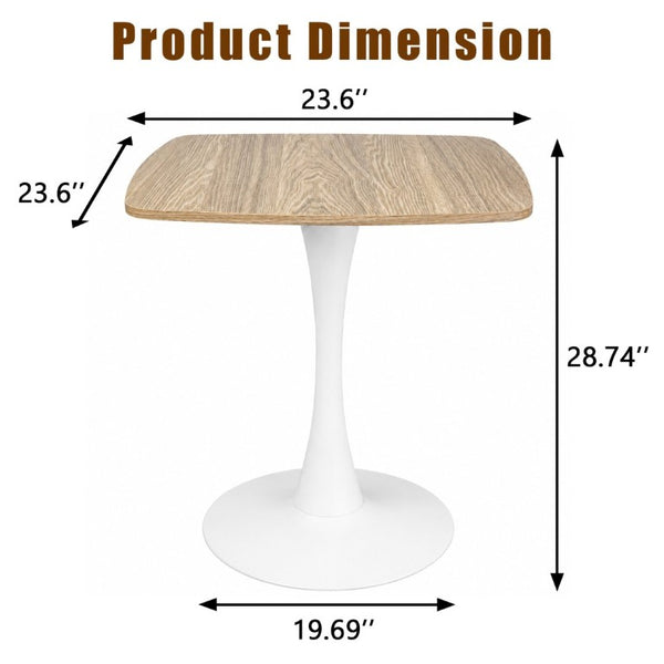 English Elm Square Tulip Pedestal Dining Table Faux Oak MDF Top Mid-Century Bistro for Small Spaces W3590P507315