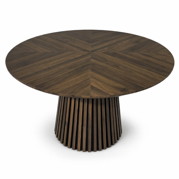 English Elm Walnut-Colored Round Dining Table Solid Wood Legs MDF Top Modern Space Saving Design W3590P507493