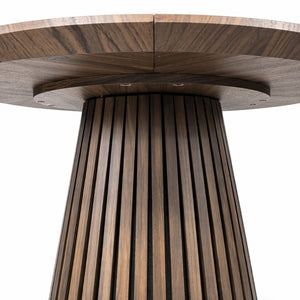 English Elm Walnut-Colored Round Dining Table Solid Wood Legs MDF Top Modern Space Saving Design W3590P507493