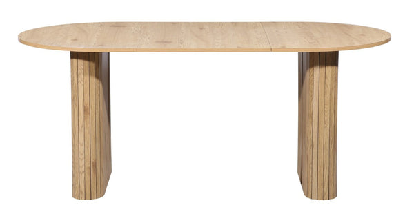 English Elm 70.8 Inch Oval Dining Table Seats 6 Wood Grain MDF Top Slatted Base Modern Farmhouse W3590P534626