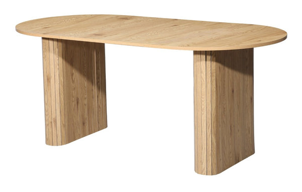 English Elm 70.8 Inch Oval Dining Table Seats 6 Wood Grain MDF Top Slatted Base Modern Farmhouse W3590P534626