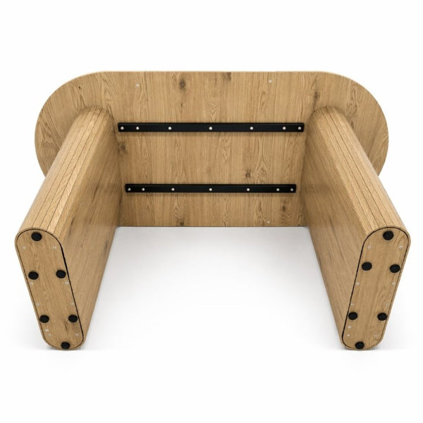 English Elm 70.8 Inch Oval Dining Table Seats 6 Wood Grain MDF Top Slatted Base Modern Farmhouse W3590P534626