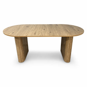 English Elm 70.8 Inch Oval Dining Table Seats 6 Wood Grain MDF Top Slatted Base Modern Farmhouse W3590P534626