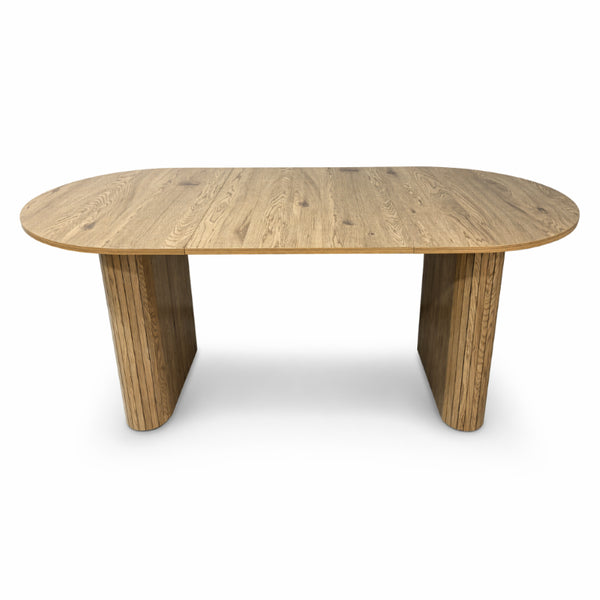 English Elm 70.8 Inch Oval Dining Table Seats 6 Wood Grain MDF Top Slatted Base Modern Farmhouse W3590P534626