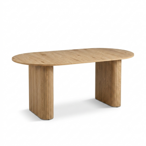 English Elm 70.8 Inch Oval Dining Table Seats 6 Wood Grain MDF Top Slatted Base Modern Farmhouse W3590P534626