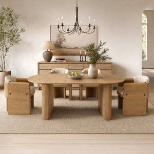 English Elm 70.8 Inch Oval Dining Table Seats 6 Wood Grain MDF Top Slatted Base Modern Farmhouse W3590P534626