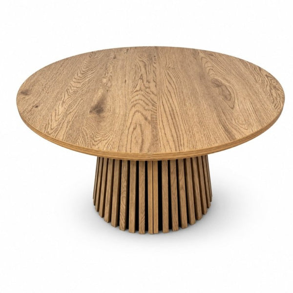 English Elm Wooden Extendable Oval Coffee Table with Slatted Legs for Modern Living Rooms W3590P535028
