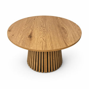 English Elm Wooden Extendable Oval Coffee Table with Slatted Legs for Modern Living Rooms W3590P535028
