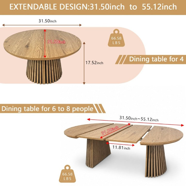 English Elm Wooden Extendable Oval Coffee Table with Slatted Legs for Modern Living Rooms W3590P535028