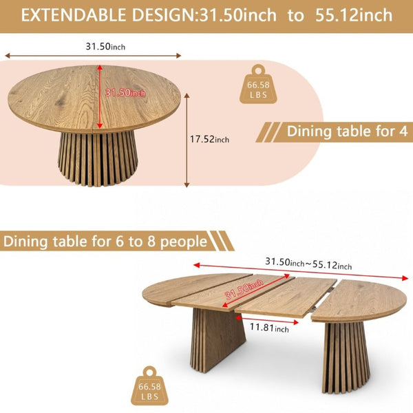 English Elm Wooden Extendable Oval Coffee Table with Slatted Legs for Modern Living Rooms W3590P535028