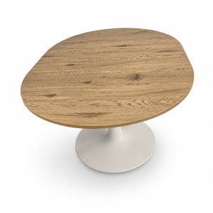 English Elm 57.87Round Extendable Tulip Pedestal Dining Table Seats Six Mid-Century MDF Top W3590P536702