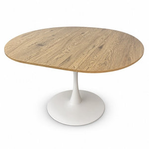English Elm 57.87Round Extendable Tulip Pedestal Dining Table Seats Six Mid-Century MDF Top W3590P536702