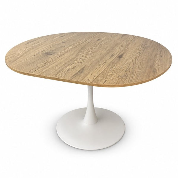 English Elm 57.87Round Extendable Tulip Pedestal Dining Table Seats Six Mid-Century MDF Top W3590P536702