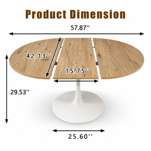 English Elm 57.87Round Extendable Tulip Pedestal Dining Table Seats Six Mid-Century MDF Top W3590P536702