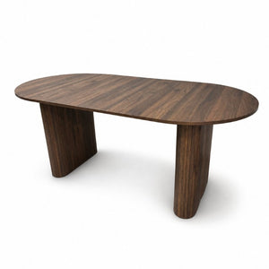 English Elm 70.8 Inch Oval Dining Table Seats 8 Modern Farmhouse Walnut MDF Top Sculpted Base W3590P536708
