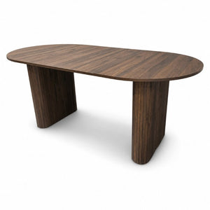 English Elm 70.8 Inch Oval Dining Table Seats 8 Modern Farmhouse Walnut MDF Top Sculpted Base W3590P536708