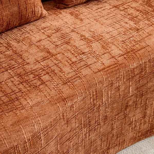English Elm Orange Curved Two Seat Chenille Sofa with Pillows for Small Space Living W3612P395622