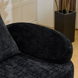 English Elm Black Curved Two Seat Chenille Sofa with Spring Support for Small Space Living W3612P395630