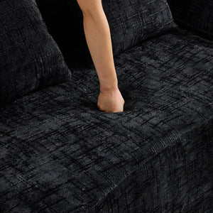English Elm Black Curved Two Seat Chenille Sofa with Spring Support for Small Space Living W3612P395630