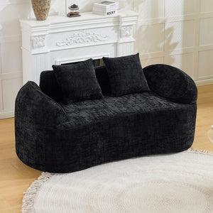 English Elm Black Curved Two Seat Chenille Sofa with Spring Support for Small Space Living W3612P395630