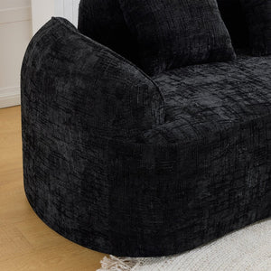 English Elm Black Curved Two Seat Chenille Sofa with Spring Support for Small Space Living W3612P395630