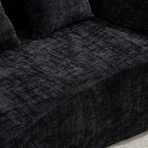 English Elm Black Curved Two Seat Chenille Sofa with Spring Support for Small Space Living W3612P395630