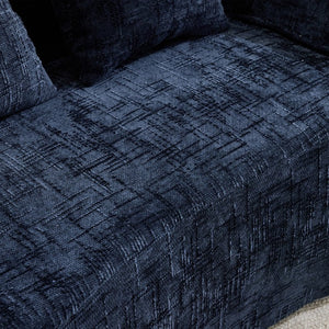 English Elm Dark Navy Chenille Curved Sofa Compact Two Seat Design for Studio Apartment Living W3612P395636
