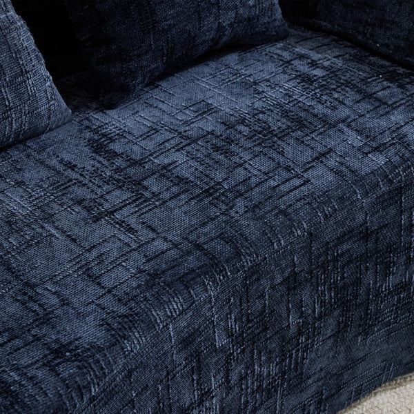 English Elm Dark Navy Chenille Curved Sofa Compact Two Seat Design for Studio Apartment Living W3612P395636