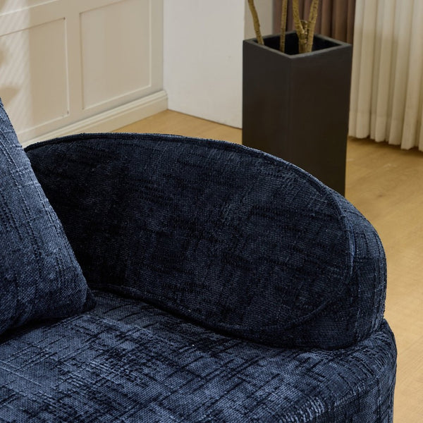 English Elm Dark Navy Chenille Curved Sofa Compact Two Seat Design for Studio Apartment Living W3612P395636