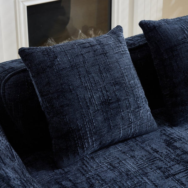 English Elm Dark Navy Chenille Curved Sofa Compact Two Seat Design for Studio Apartment Living W3612P395636