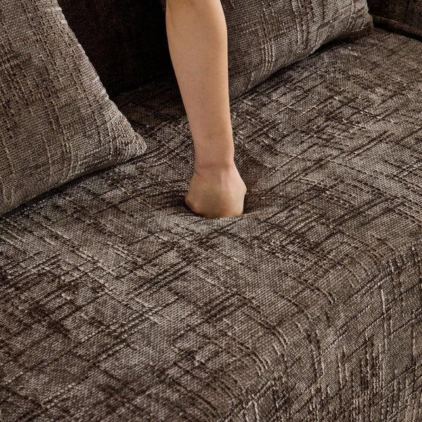 English Elm Brown Curved Two Seat Chenille Sofa with Pillows for Small Apartments Living W3612P395694