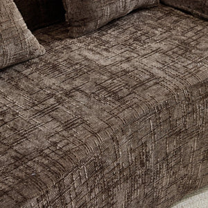English Elm Brown Curved Two Seat Chenille Sofa with Pillows for Small Apartments Living W3612P395694