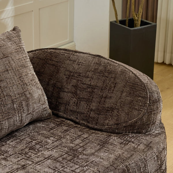 English Elm Brown Curved Two Seat Chenille Sofa with Pillows for Small Apartments Living W3612P395694