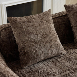 English Elm Brown Curved Two Seat Chenille Sofa with Pillows for Small Apartments Living W3612P395694